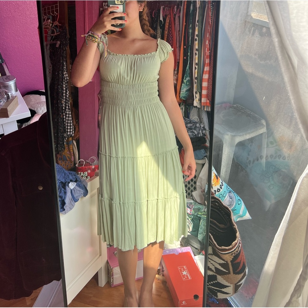 Sage green midi dress